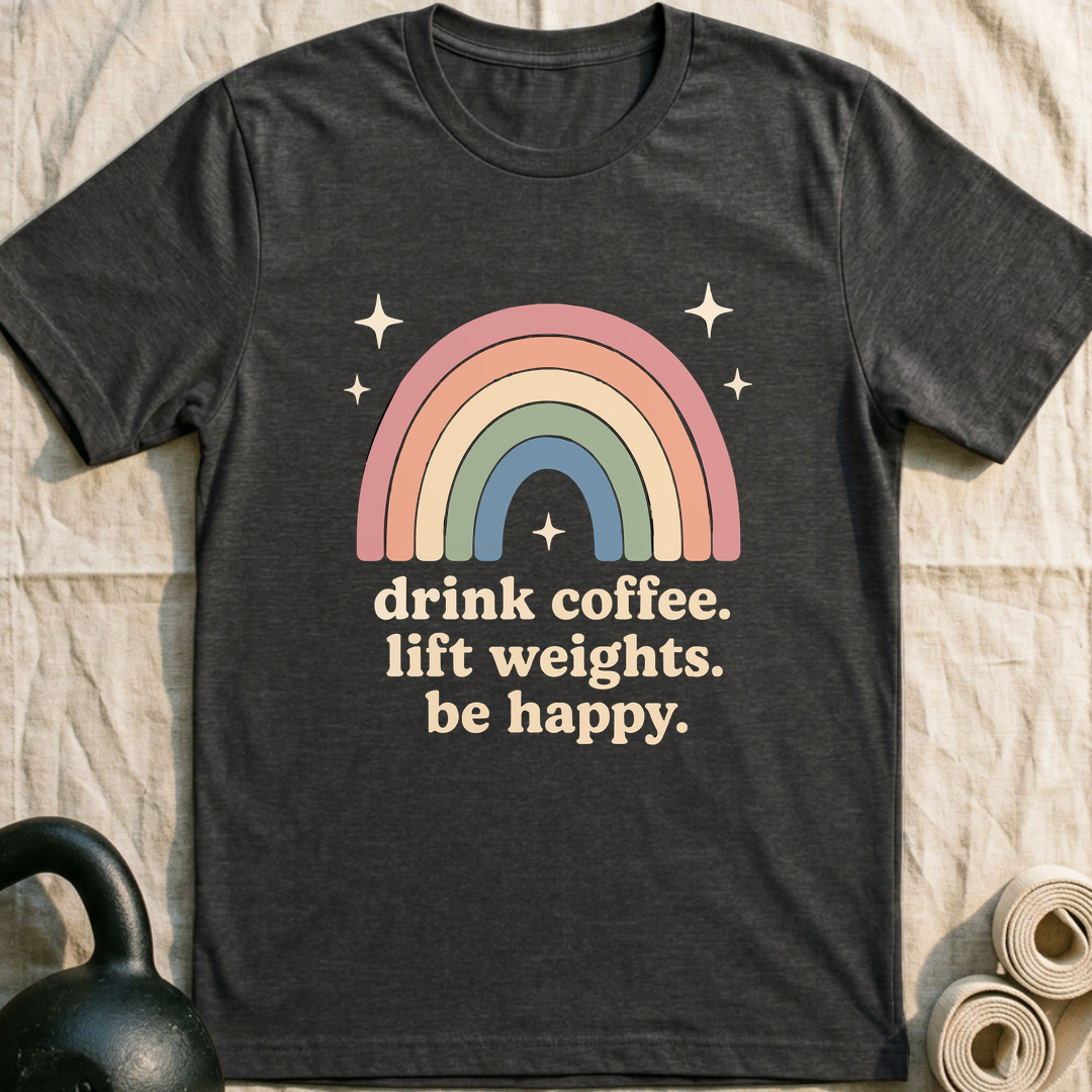 Drink Coffee Rainbow T-Shirt — Dark Grey Heather