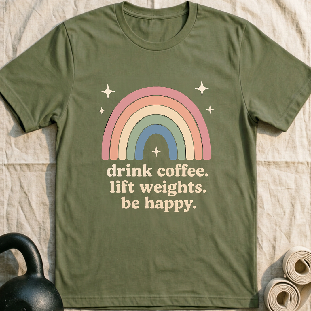 Drink Coffee Rainbow T-Shirt — Military Green