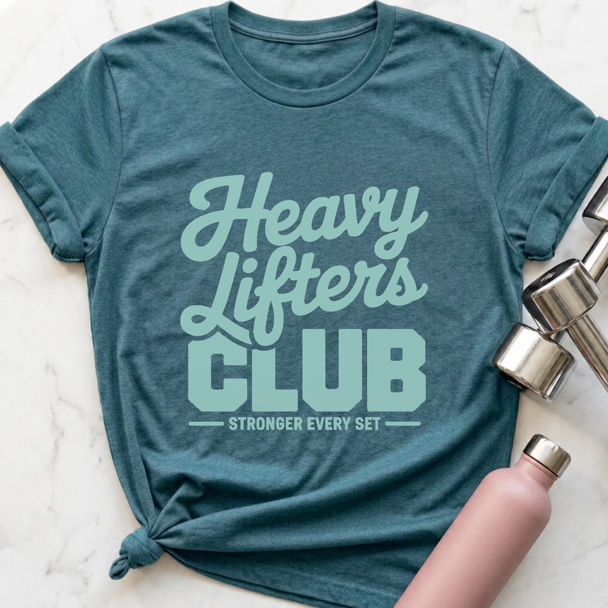 Heavy Lifters Club T-Shirt — Heather Deep Teal