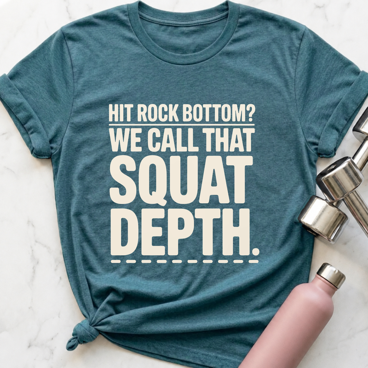 Rock Bottom Squat Depth T-Shirt — Heather Deep Teal