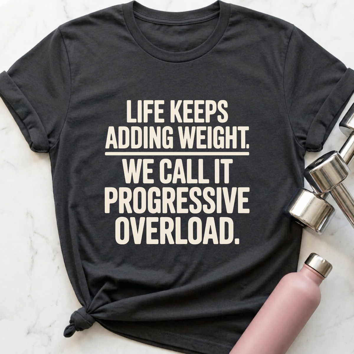 Progressive Overload T-Shirt — Dark Grey Heather