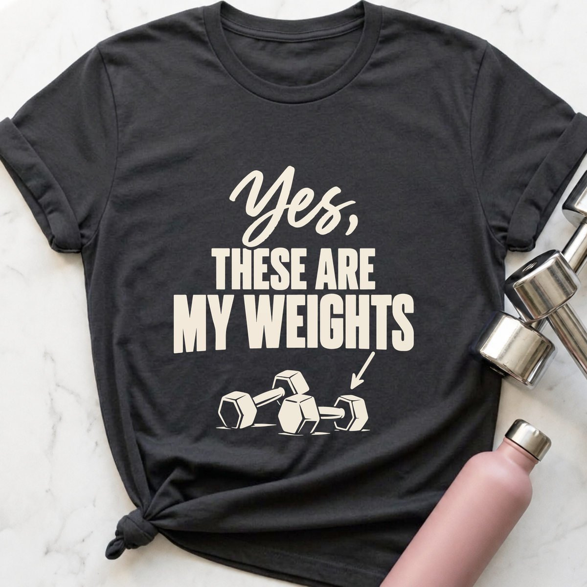 Yes These Are My Weights T-Shirt — Dark Grey Heather