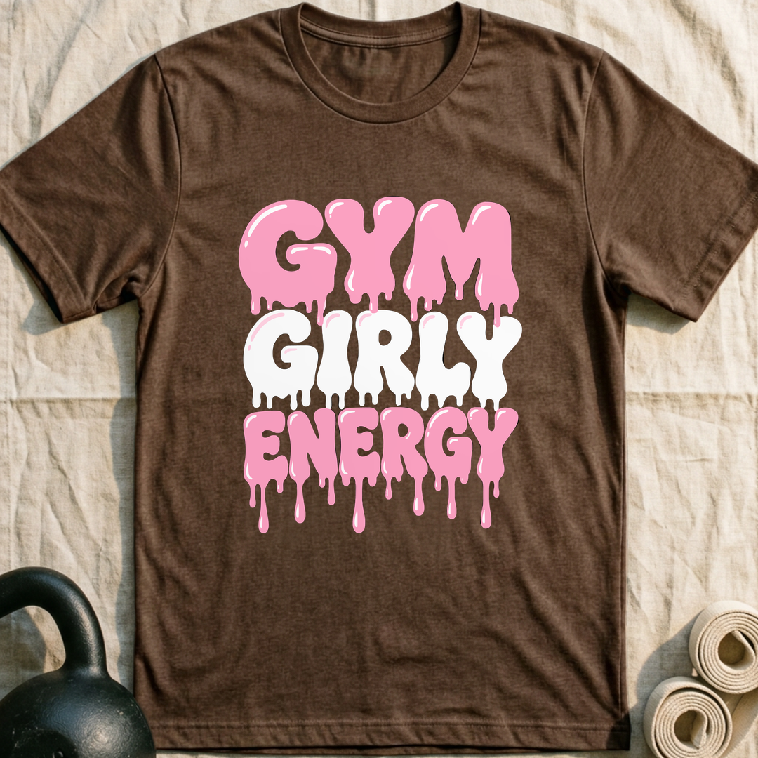 Gym Girly Drip T-Shirt — Heather Brown
