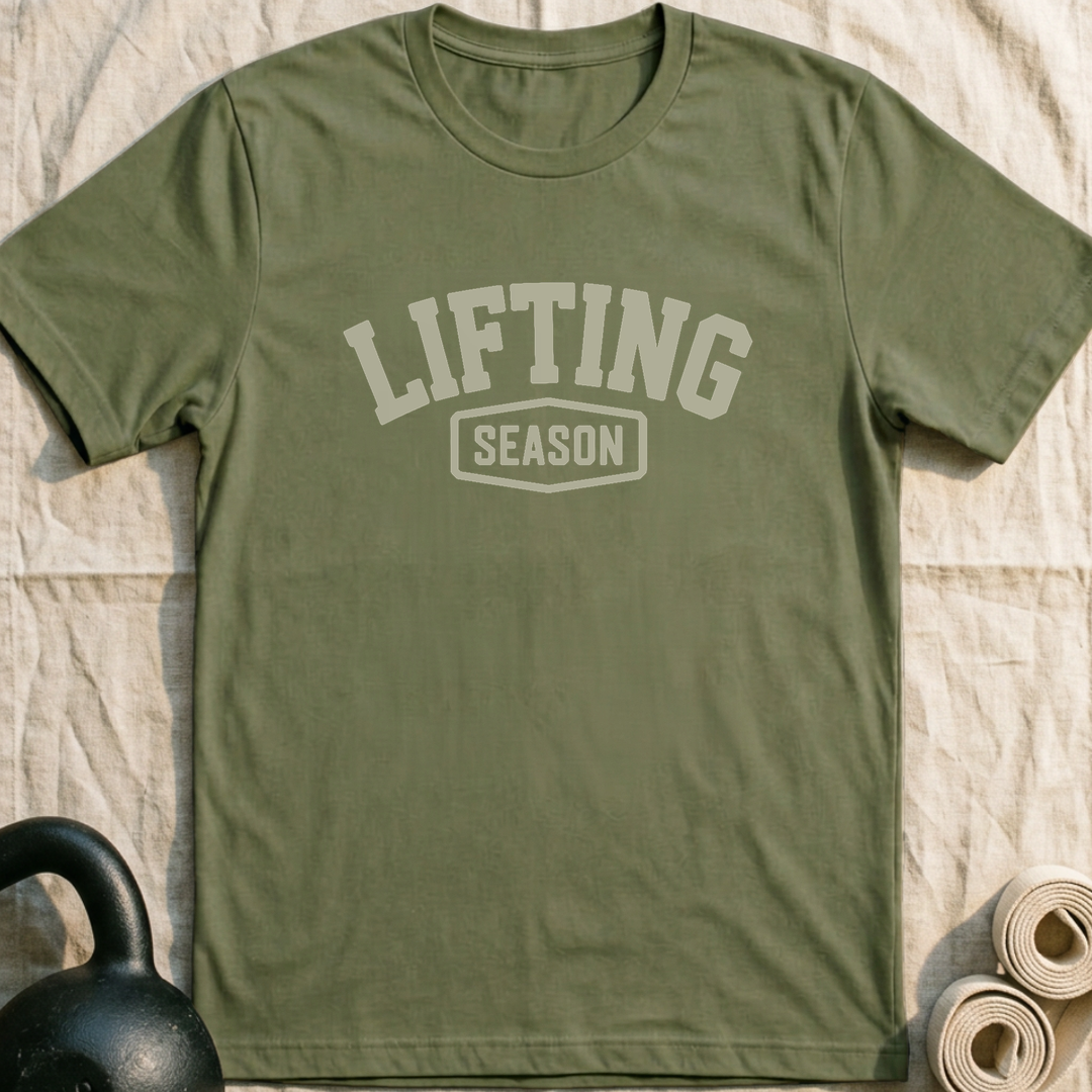 Lifting Season Shield T-Shirt — Military Green