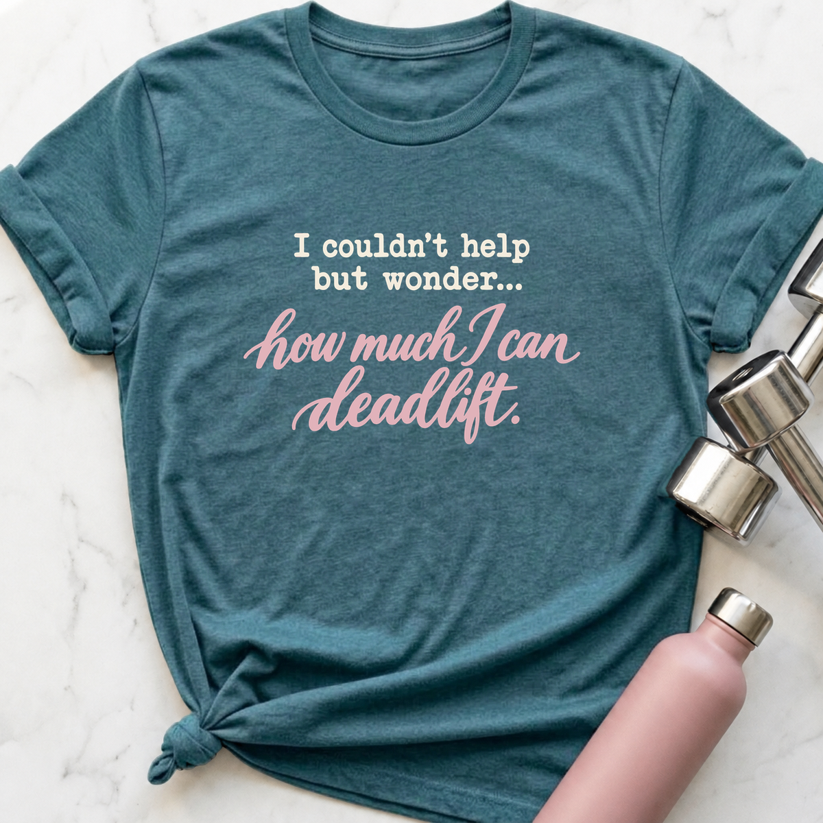 I Couldn't Help But Wonder T-Shirt — Heather Deep Teal