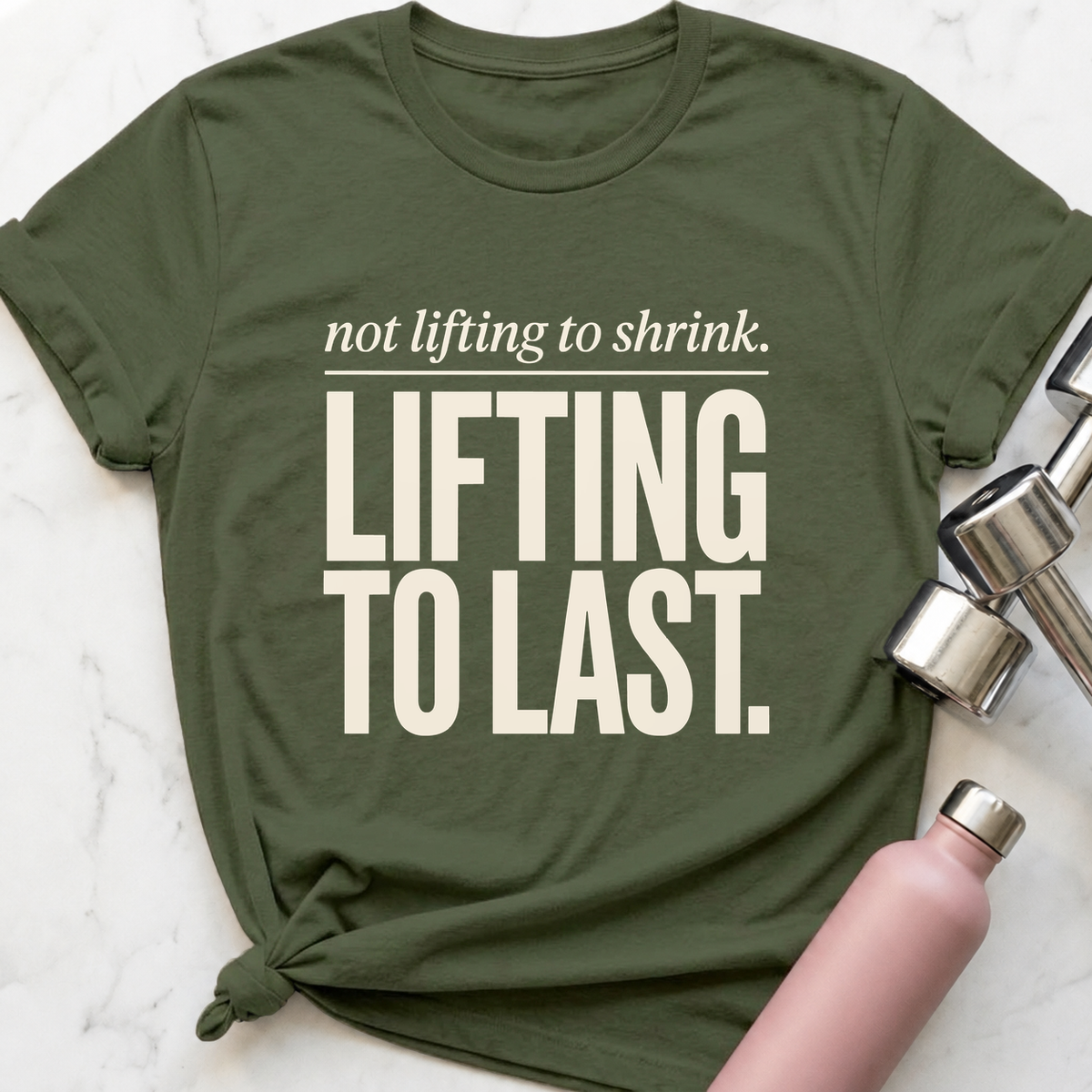 Not Lifting To Shrink T-Shirt — Military Green