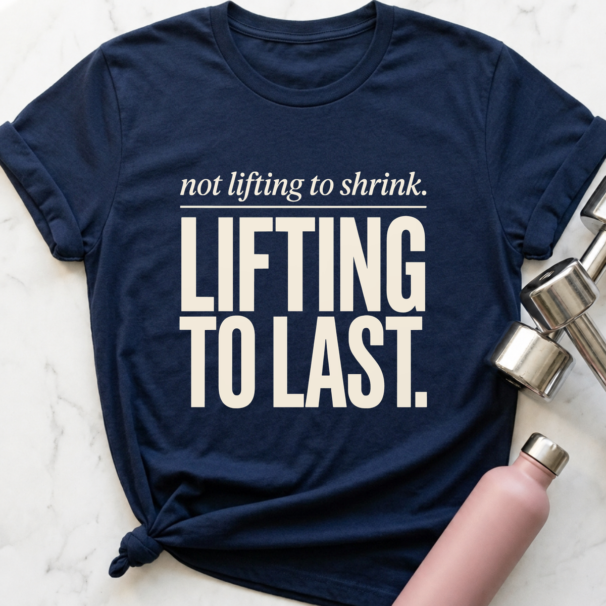 Not Lifting To Shrink T-Shirt — Navy