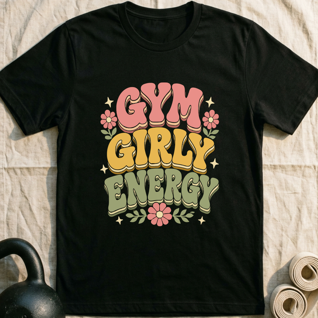 Gym Girly Bloom T-Shirt — Black
