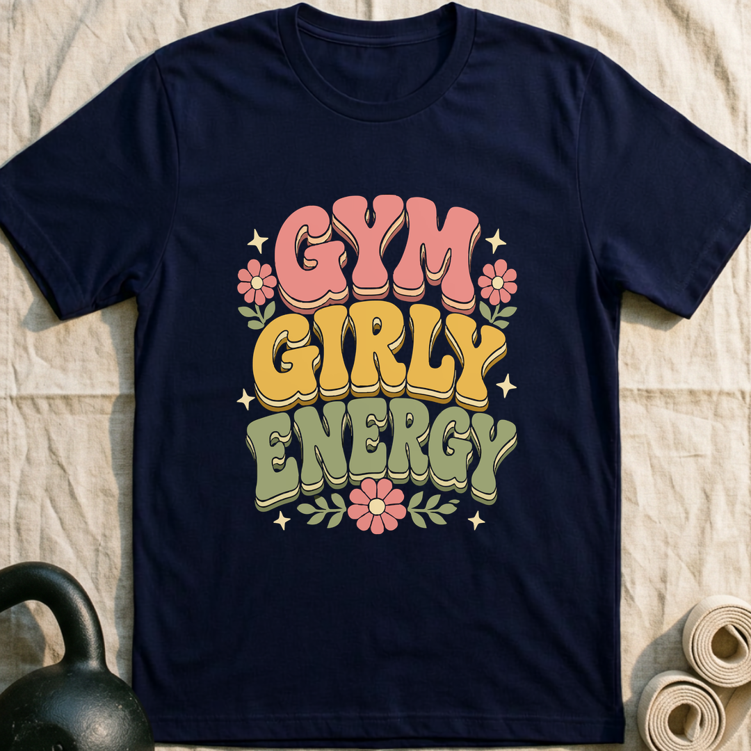 Gym Girly Bloom T-Shirt — Navy