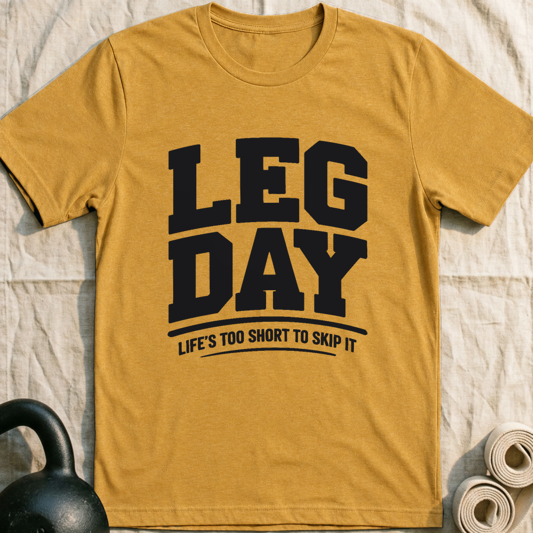 Skip Leg Day T-Shirt — Heather Mustard