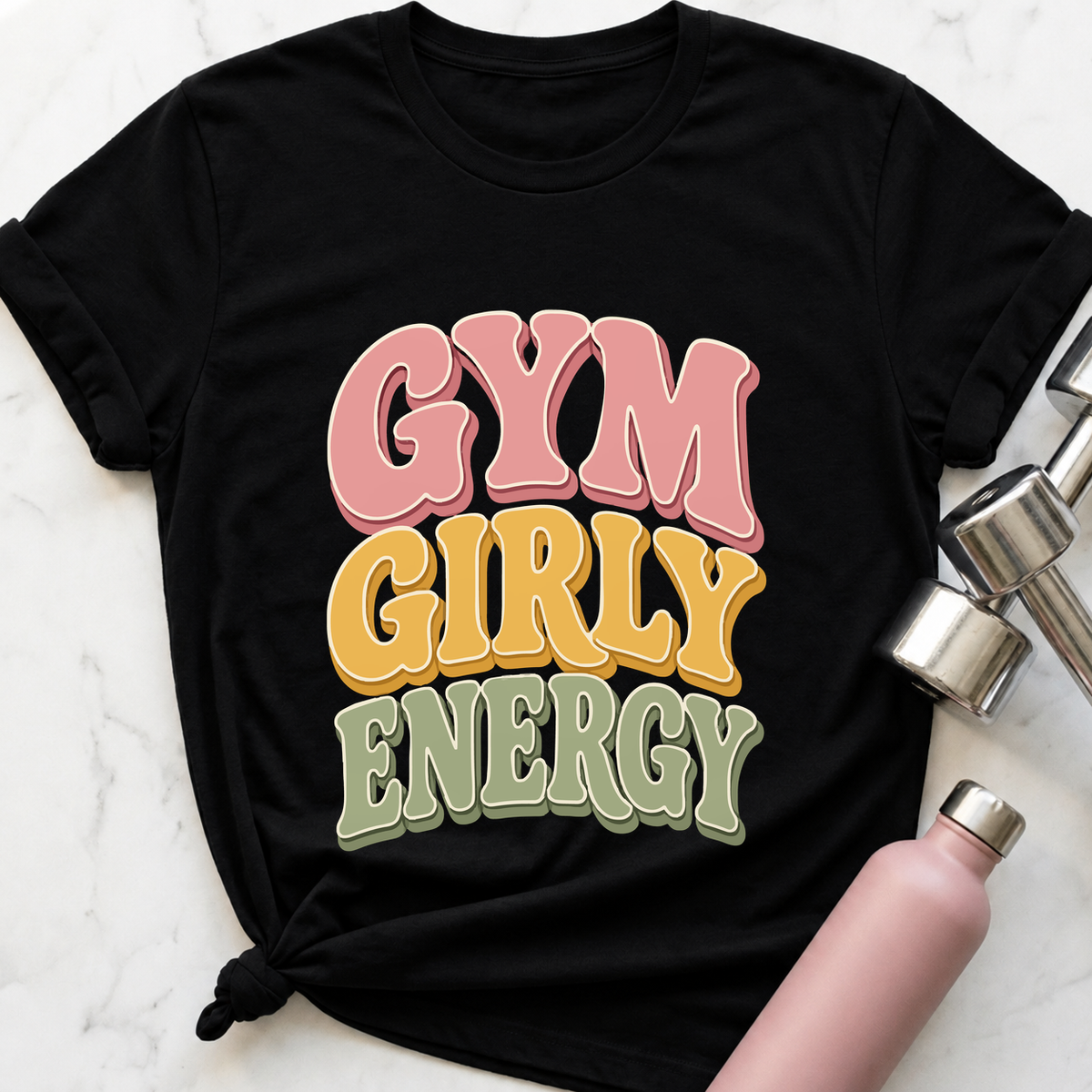 Gym Girly Energy T-Shirt — Black