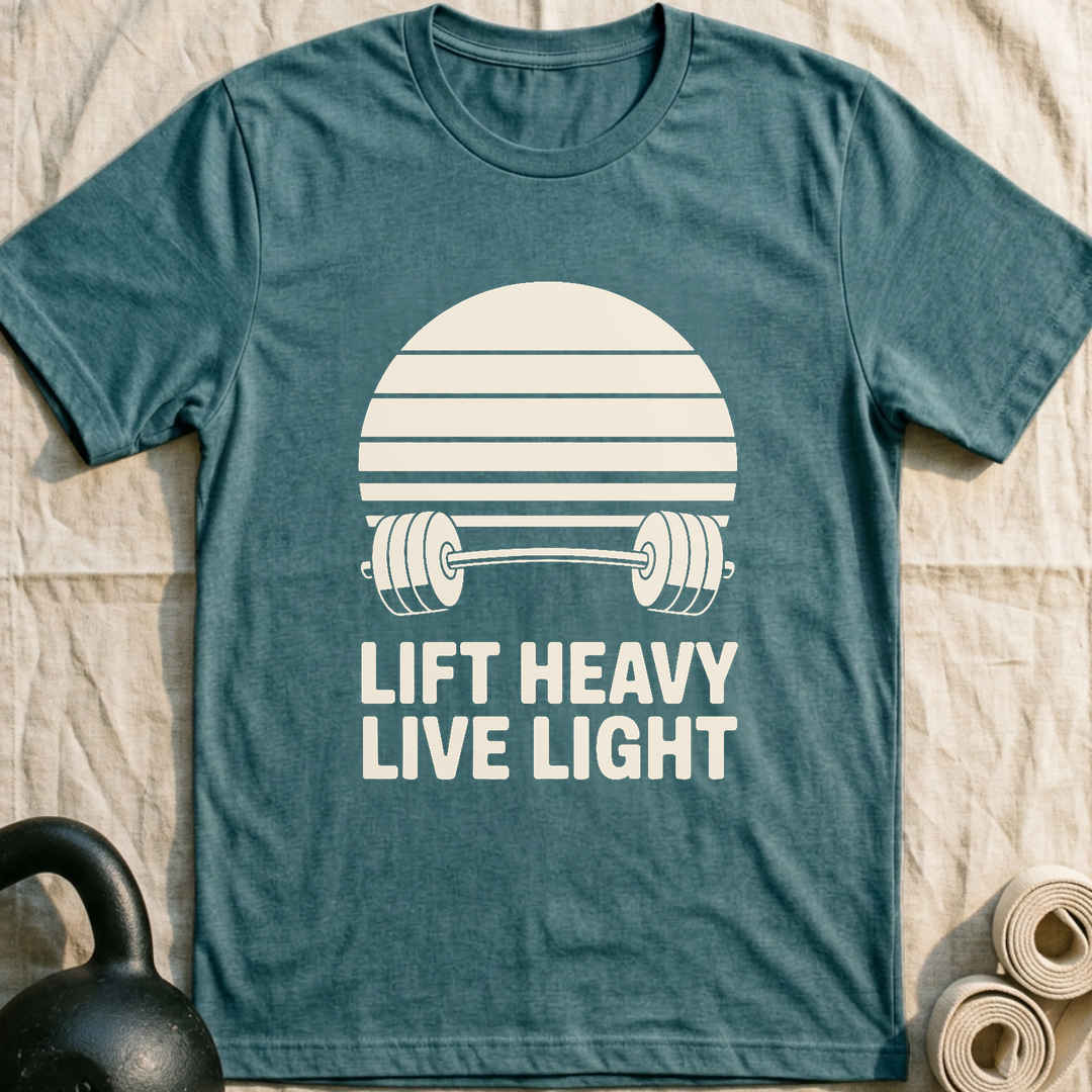Lift Heavy Live Light T-Shirt — Heather Deep Teal