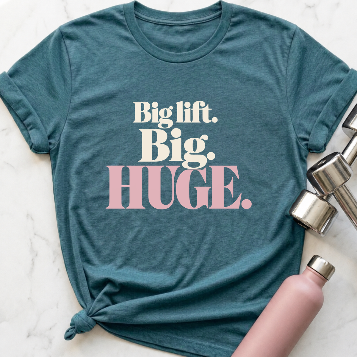 Big Lift Big Huge T-Shirt — Heather Deep Teal