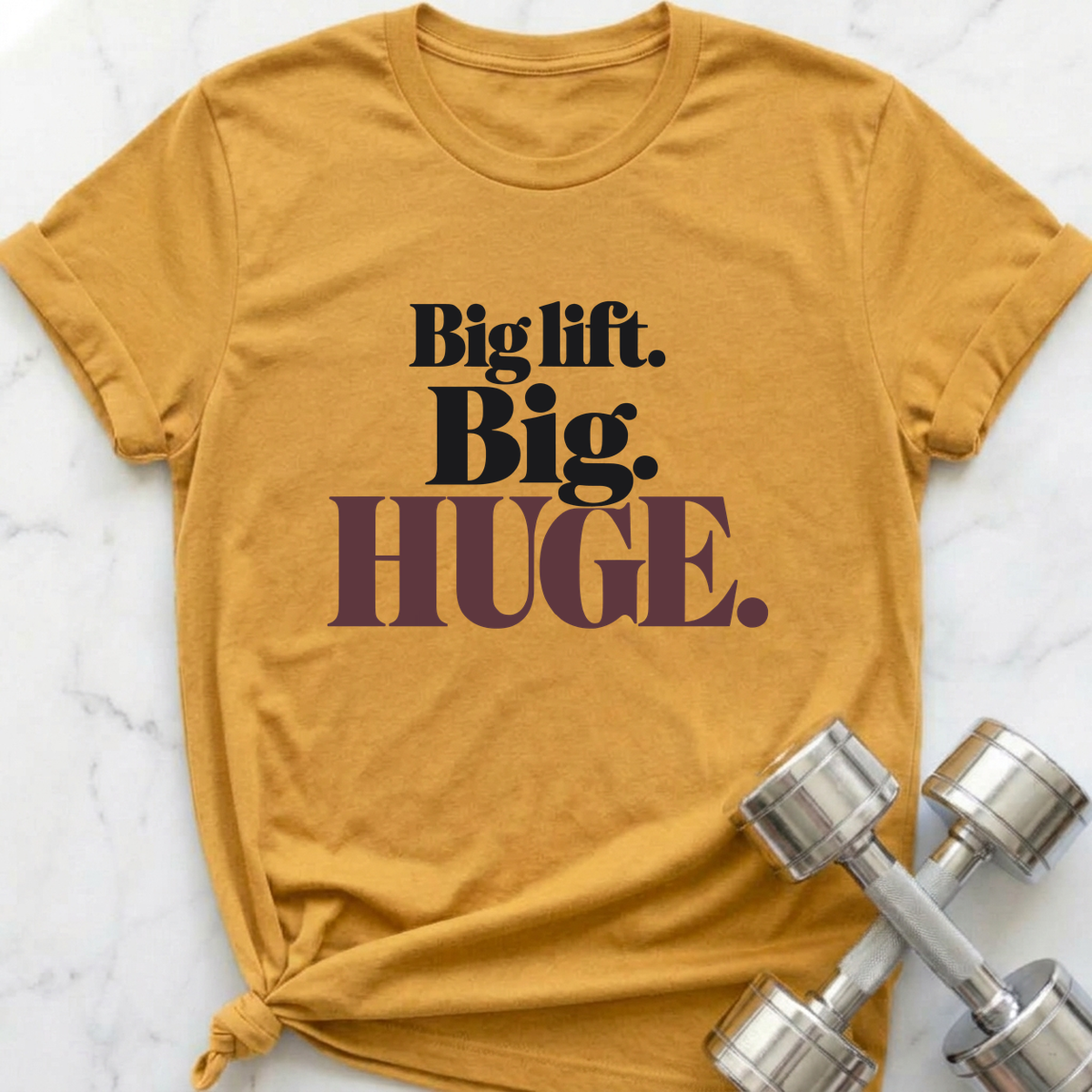 Big Lift Big Huge T-Shirt — Heather Mustard