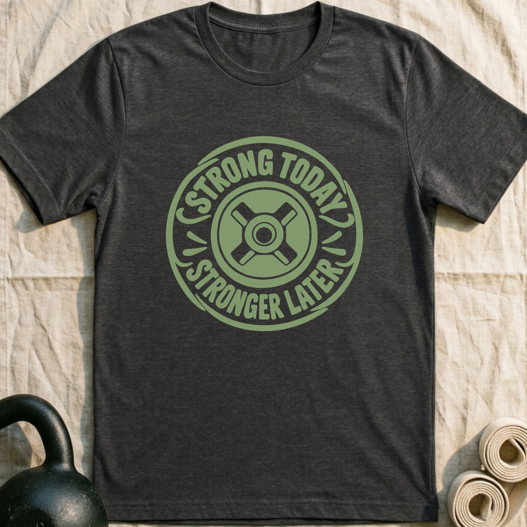 Strong Today Badge T-Shirt — Dark Grey Heather