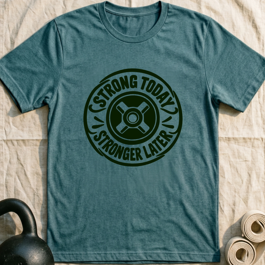 Strong Today Badge T-Shirt — Heather Deep Teal