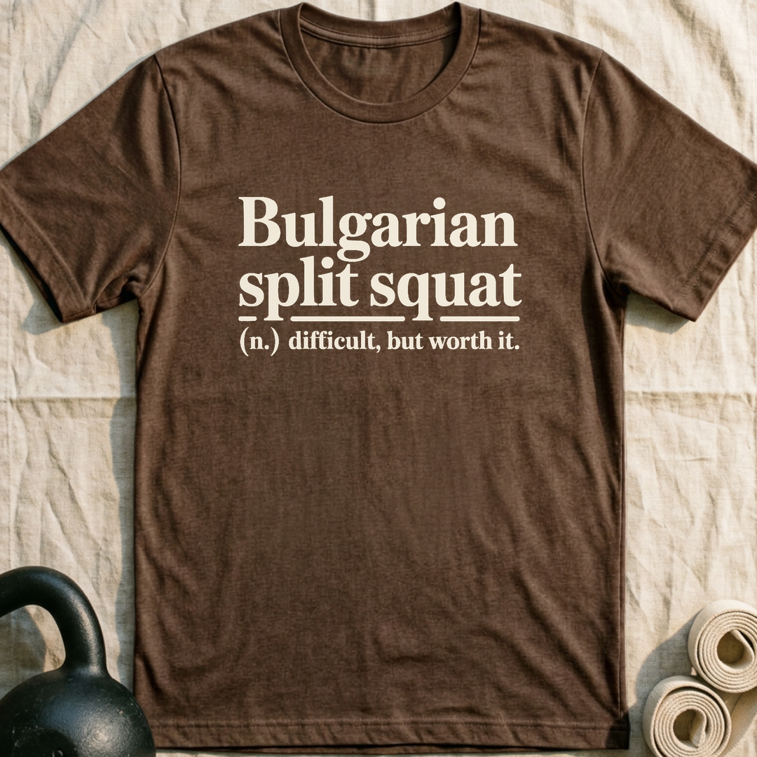 Bulgarian Split Squat T-Shirt — Heather Brown