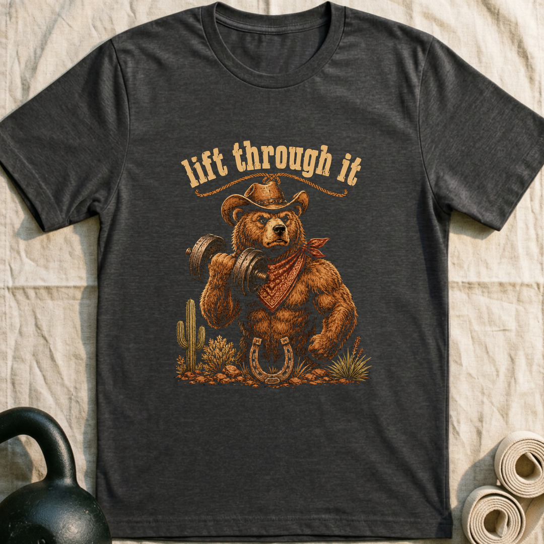 Lift Through It Bear T-Shirt — Dark Grey Heather