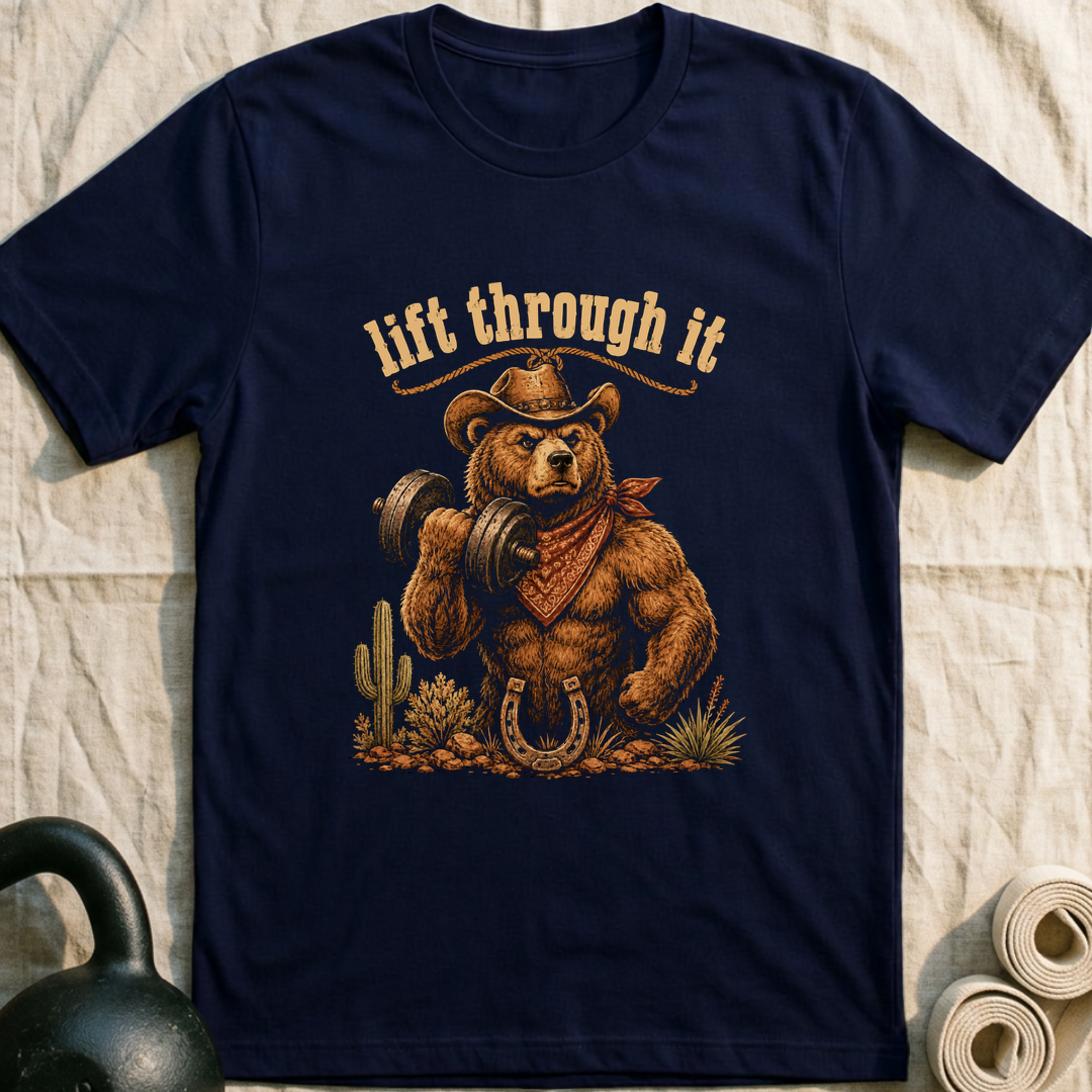 Lift Through It Bear T-Shirt — Navy
