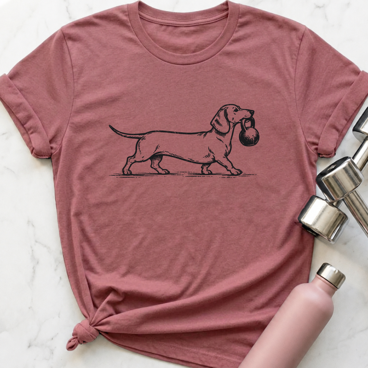 Farmer's Carry Dachshund T-Shirt — Mauve