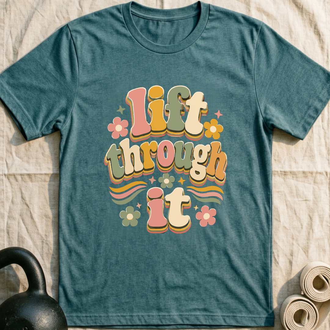 Lift Through It Bloom T-Shirt — Heather Deep Teal