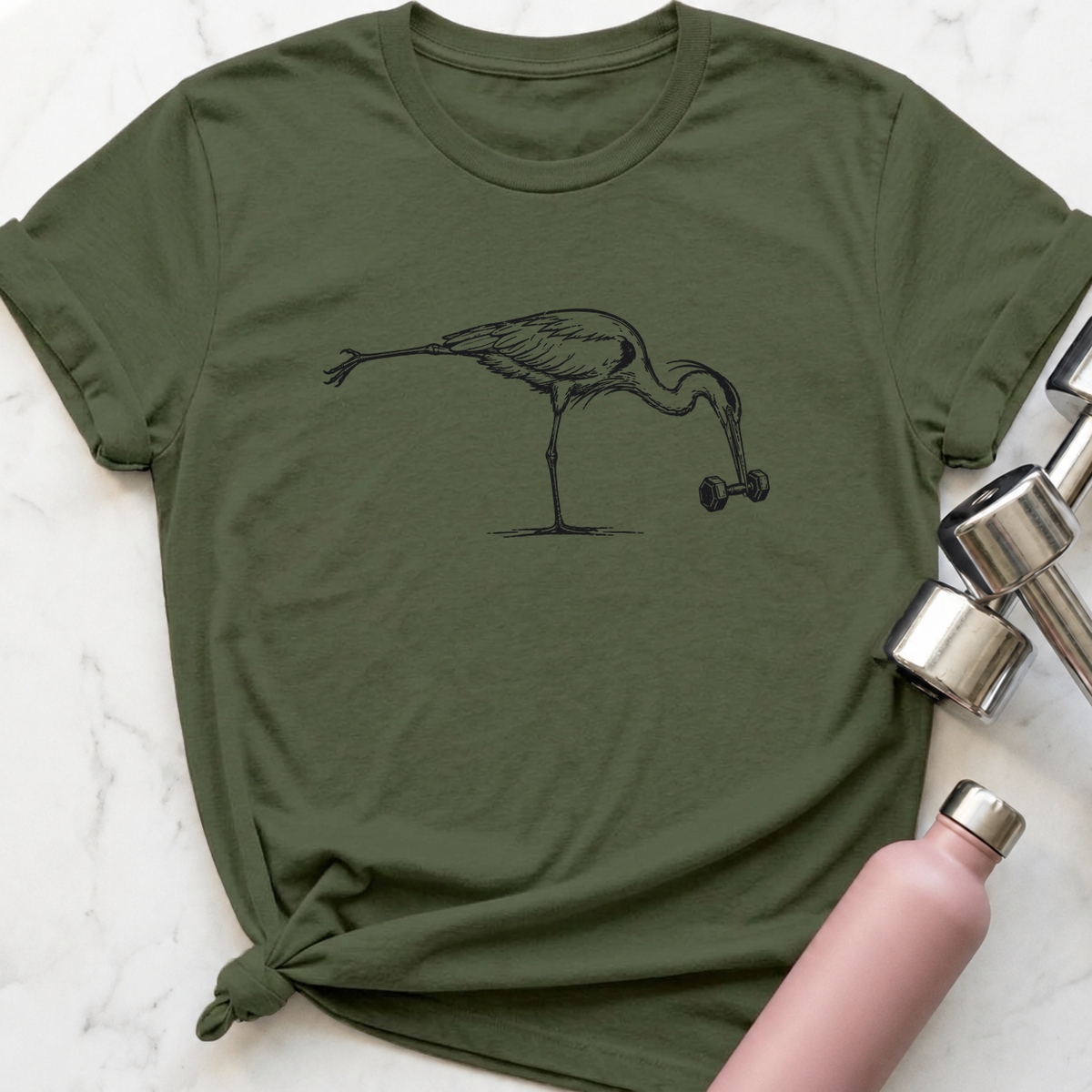 Single Leg RDL Heron T-Shirt — Military Green
