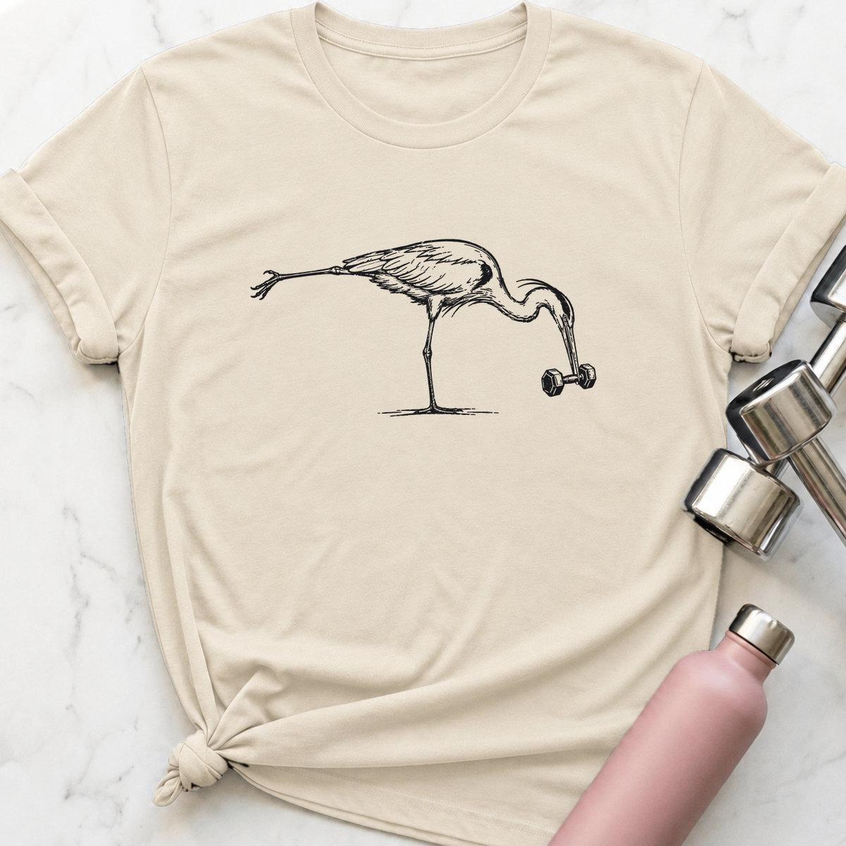 Single Leg RDL Heron T-Shirt — Natural