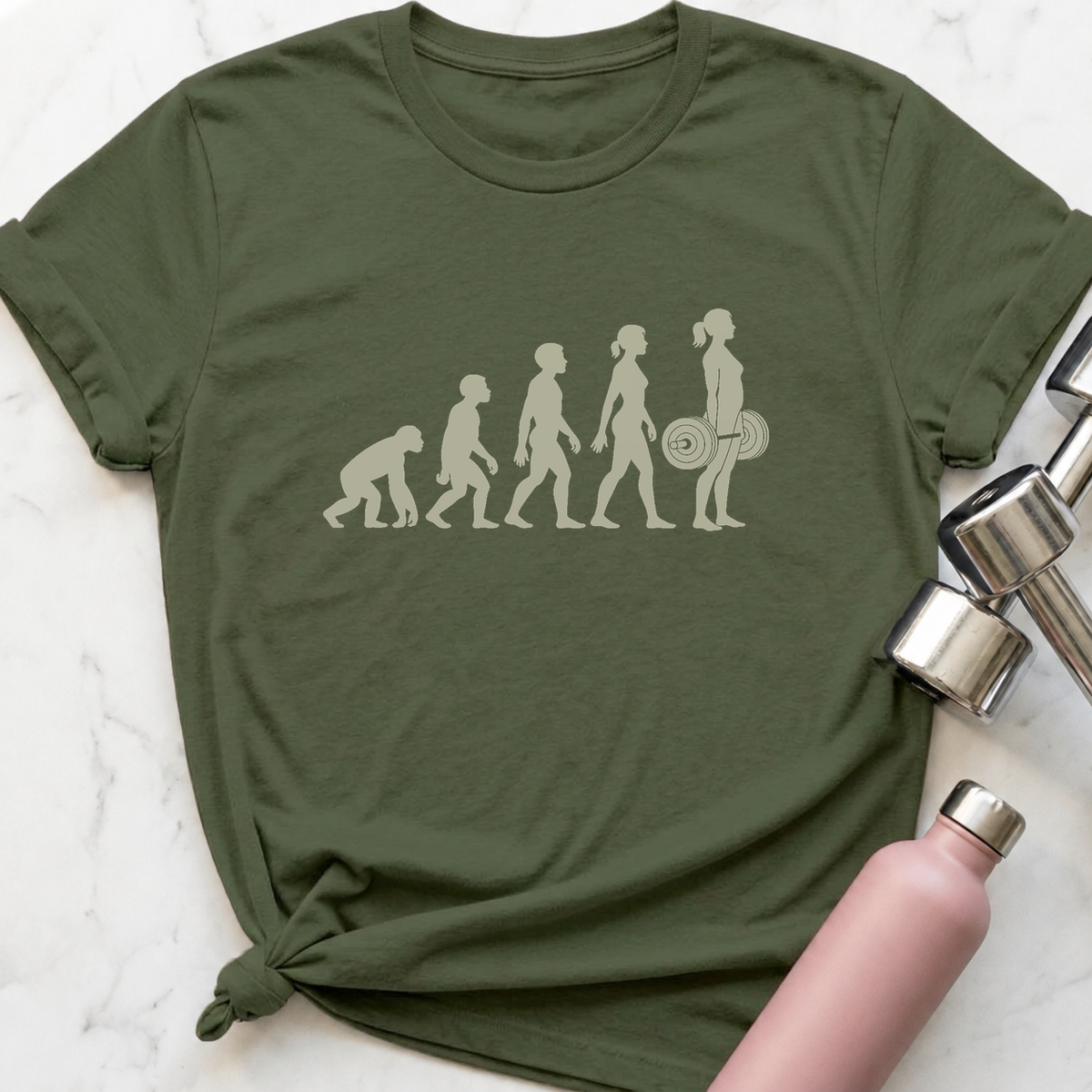 Evolution Of A Woman T-Shirt — Military Green