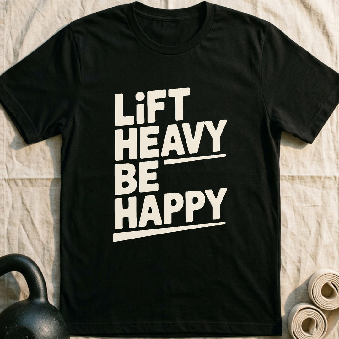 Lift Heavy Be Happy T-Shirt — Black