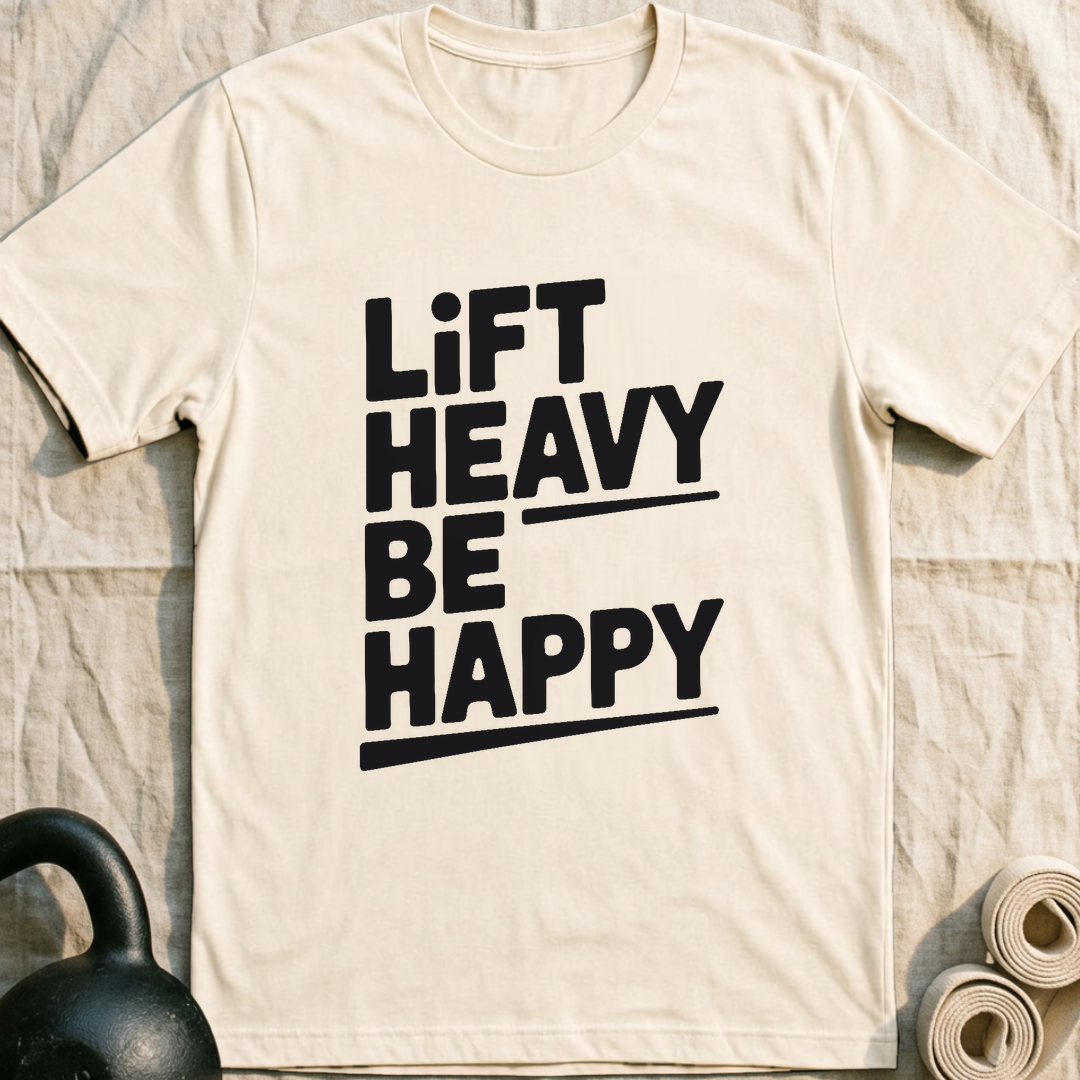 Lift Heavy Be Happy T-Shirt — Natural