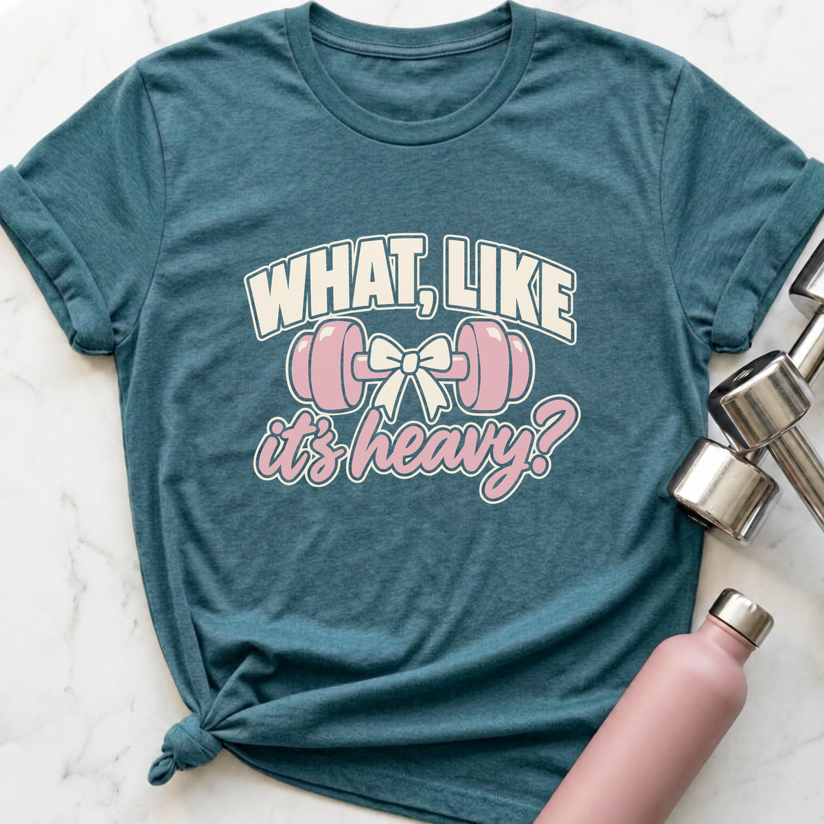 What Like It's Heavy Bow T-Shirt — Heather Deep Teal