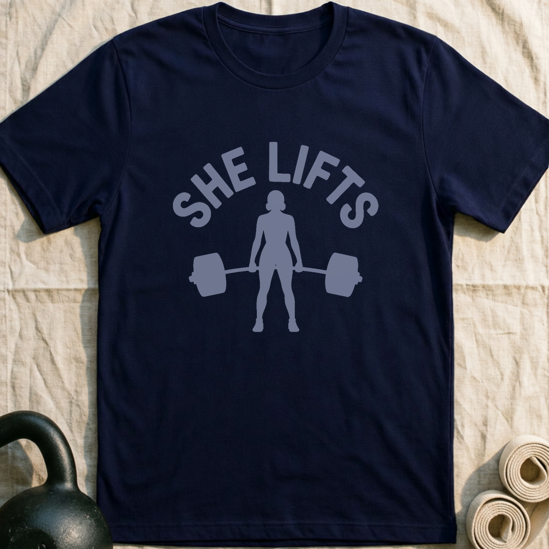 She Lifts T-Shirt — Navy