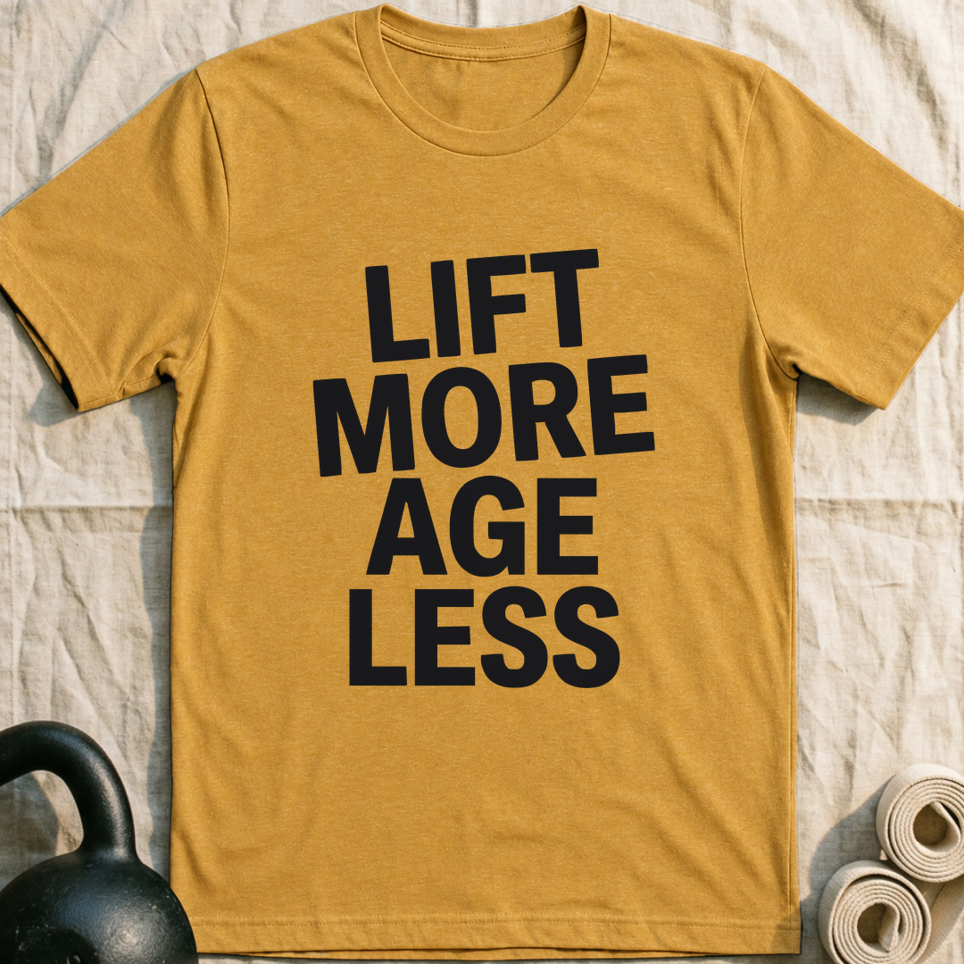 Lift More Age Less T-Shirt — Heather Mustard